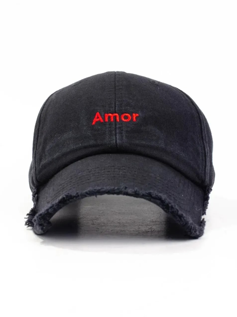 Кепка форхед з написом "Amor" унісекс чорна ST2012-1