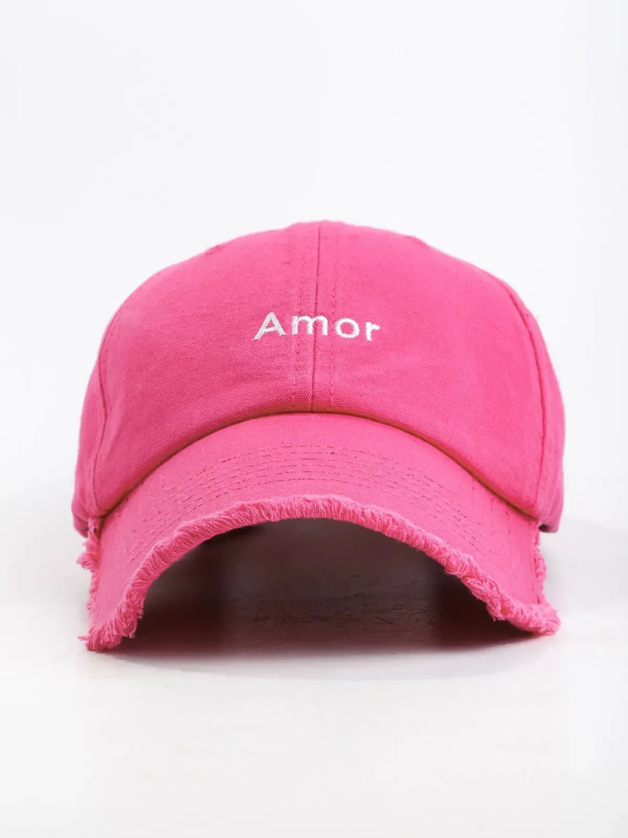 Кепка форхед з написом "Amor" унісекс малинова ST2012-2