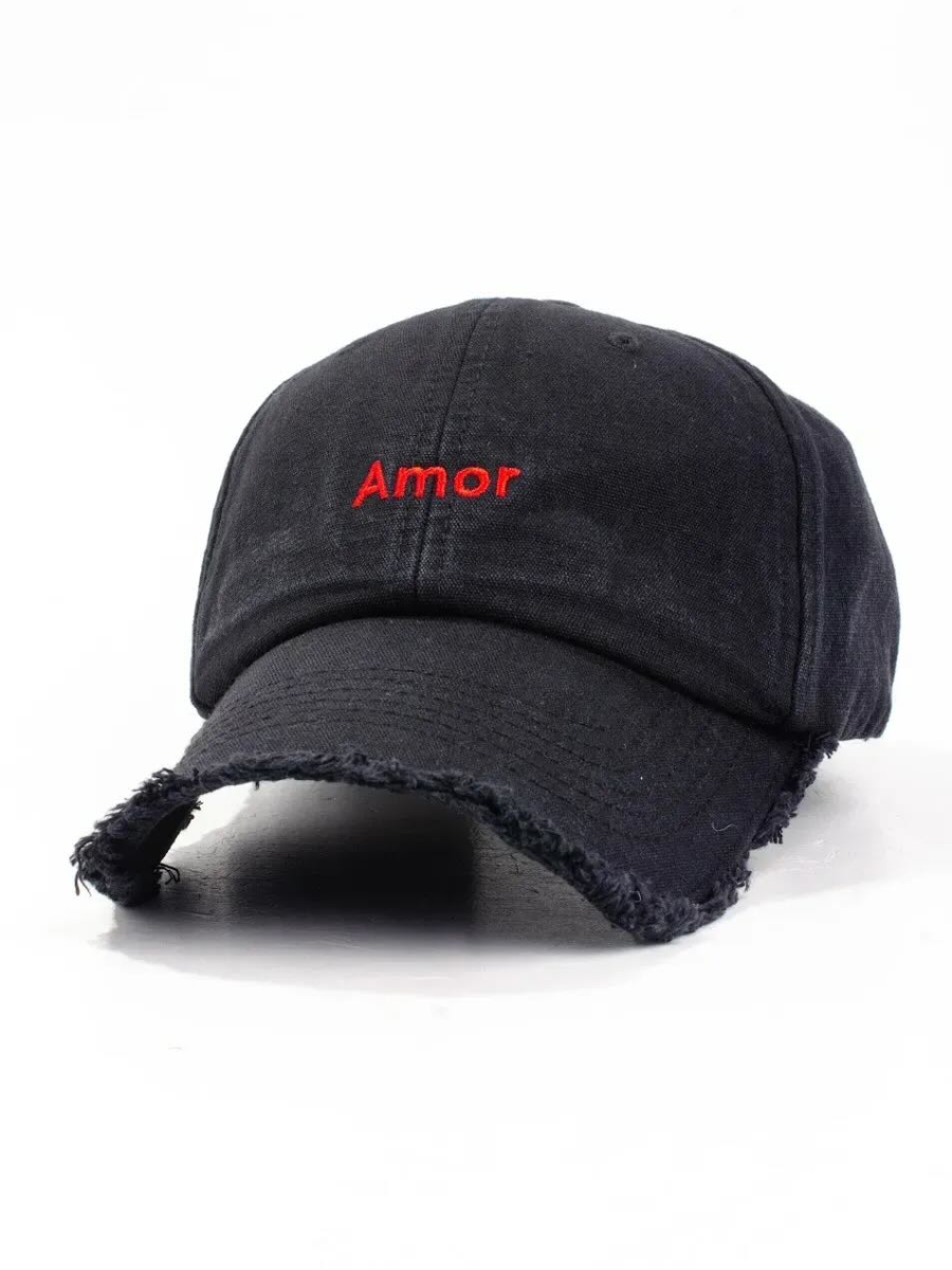 Кепка форхед з написом "Amor" унісекс чорна ST2012-4