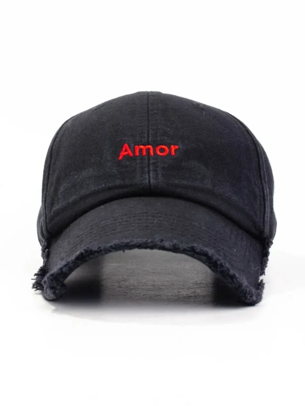Кепка форхед з написом "Amor" унісекс чорна ST2012-4