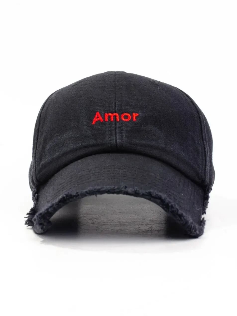 Кепка форхед з написом "Amor" унісекс чорна ST2012-4