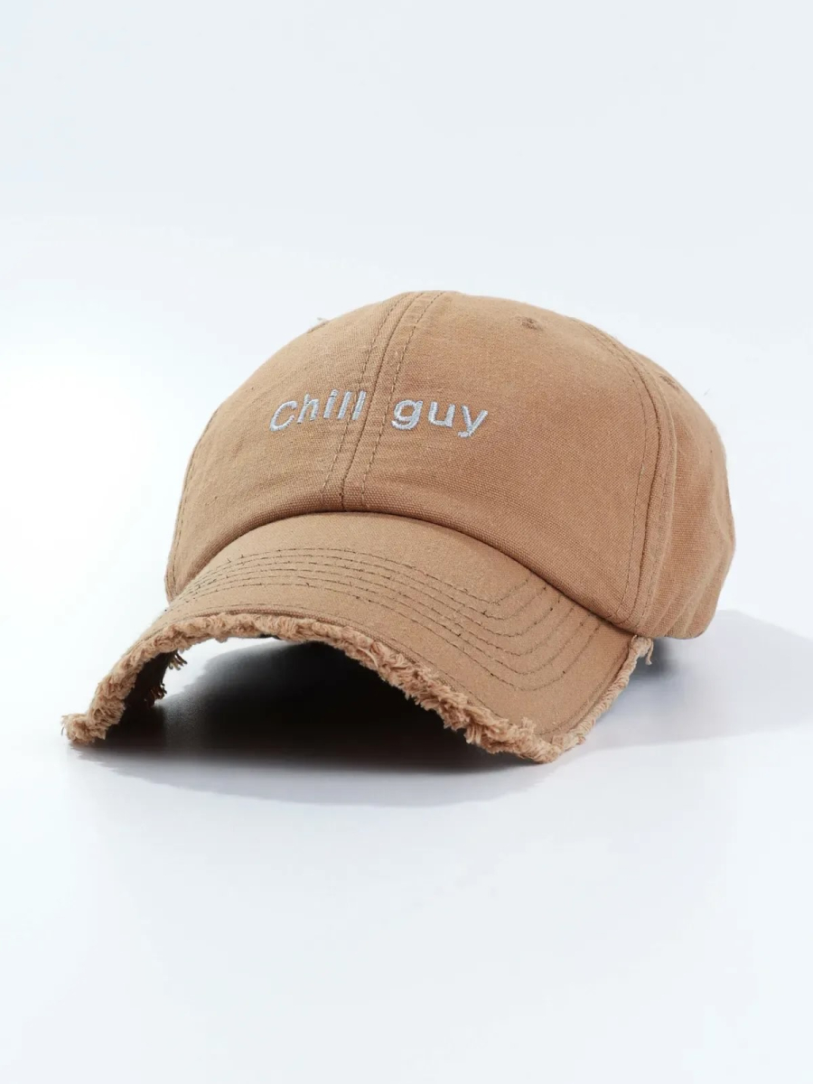 Кепка форхед з написом "Chill Guy" унісекс темно бежева ST2013-2