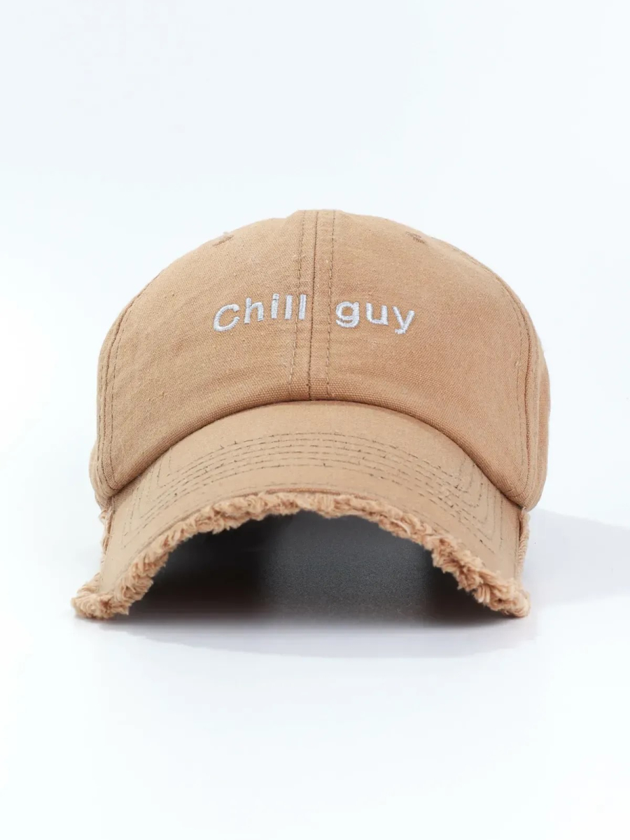 Кепка форхед з написом "Chill Guy" унісекс темно бежева ST2013-2