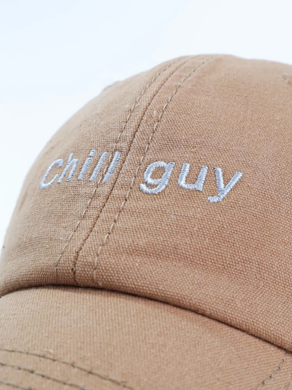 Кепка форхед з написом "Chill Guy" унісекс темно бежева ST2013-2