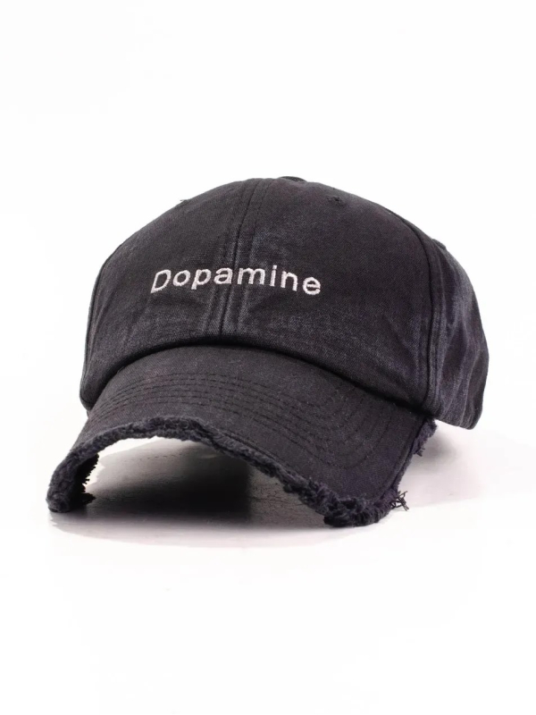 Кепка форхед з написом "Dopamine" унісекс чорна ST2014-1