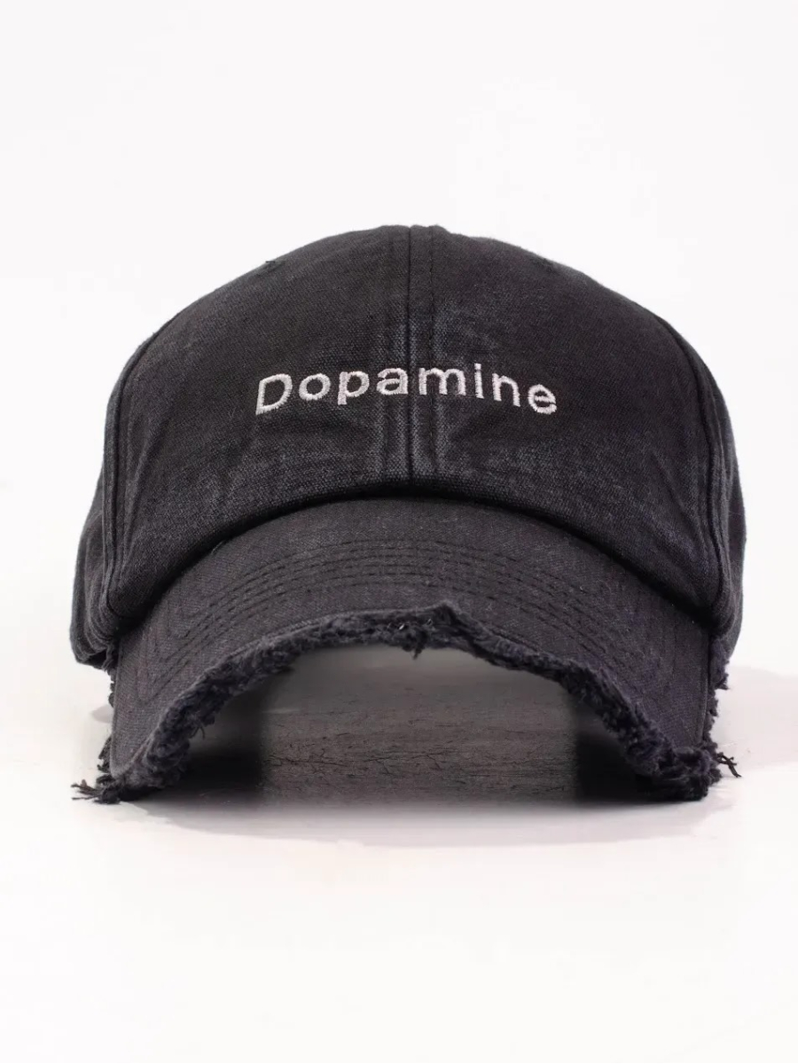 Кепка форхед з написом "Dopamine" унісекс чорна ST2014-1