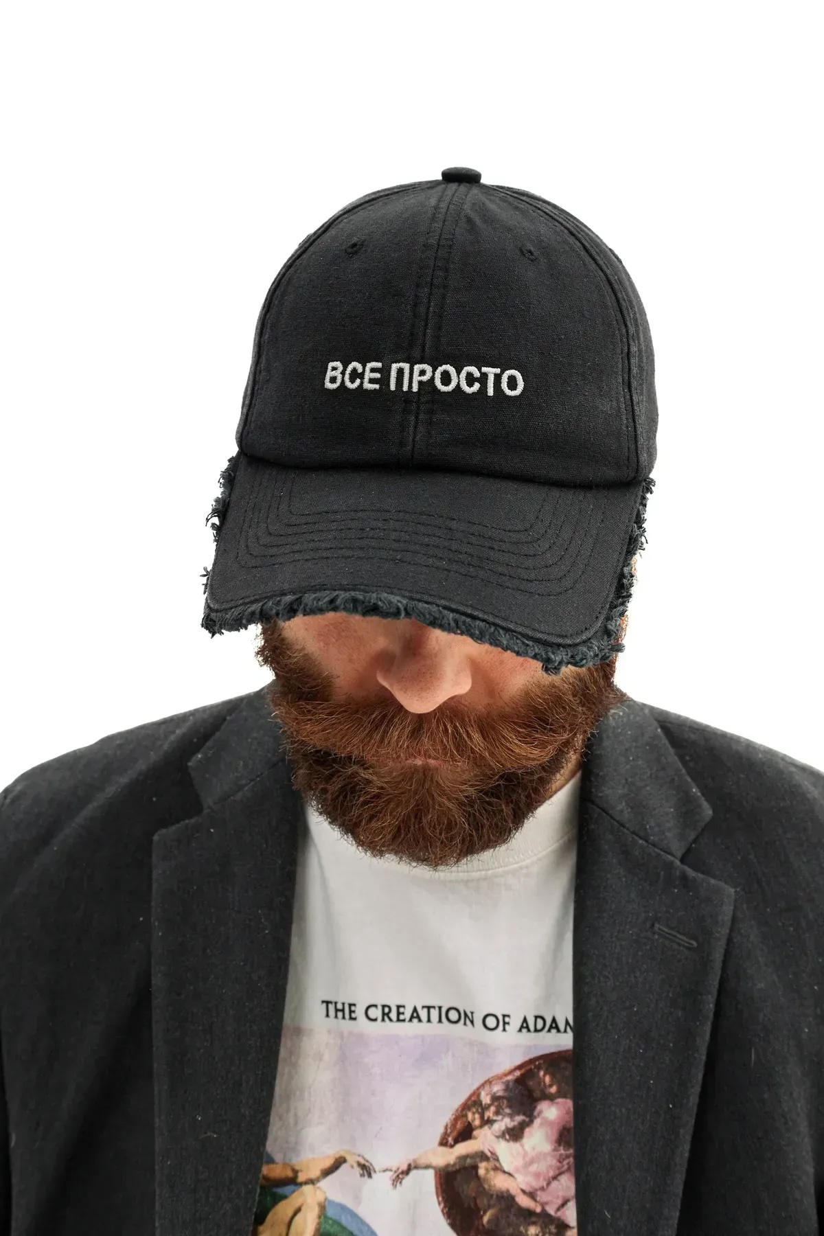 Кепка форхед з написом "Все просто" унісекс чорна ST2007-1